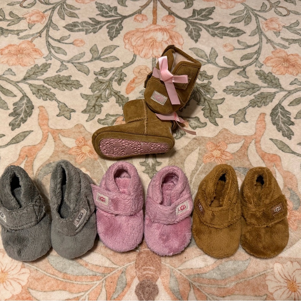 UGG babies' Booties - Tan, Gray, and Pink